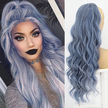 Load image into Gallery viewer, Vigorous Long Wavy Ponytail Hair Synthetic Drawstring Ponytail Clip in Hairpiece Black Wave Ponytail for Black Women