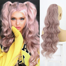 Load image into Gallery viewer, Vigorous Long Wavy Ponytail Hair Synthetic Drawstring Ponytail Clip in Hairpiece Black Wave Ponytail for Black Women