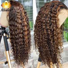 Load image into Gallery viewer, HD 13x4 Curly Human Hair Wig Transparent Lace Wigs Pre Plucked Human Hair Lace Front Wigs 4x4 Closure Wig Curly Wig For Women