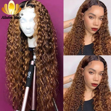Load image into Gallery viewer, HD 13x4 Curly Human Hair Wig Transparent Lace Wigs Pre Plucked Human Hair Lace Front Wigs 4x4 Closure Wig Curly Wig For Women
