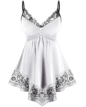 Load image into Gallery viewer, Sleeveless Top Women Lace Insert Tank Tops Printed Blouse Summer Sexy Casual Camisole blouse Vest Plus Size 2021