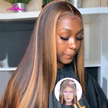 Load image into Gallery viewer, HD Transparent Hightlight 13x6 Lace Frontal Human Hair Wigs Highlighted 5x5 Lace Closure Wig 10A Blonde Straight Lace Front Wigs
