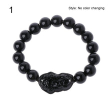 Load image into Gallery viewer, Unisex Obsidian Stone Beads Bracelets Chinese FengShui Pixiu Color Changing Wristband Wealth Good Luck Bracelet Men Women Chain