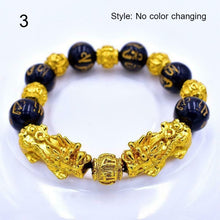 Load image into Gallery viewer, Unisex Obsidian Stone Beads Bracelets Chinese FengShui Pixiu Color Changing Wristband Wealth Good Luck Bracelet Men Women Chain
