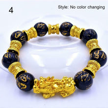 Load image into Gallery viewer, Unisex Obsidian Stone Beads Bracelets Chinese FengShui Pixiu Color Changing Wristband Wealth Good Luck Bracelet Men Women Chain
