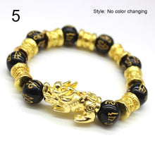 Load image into Gallery viewer, Unisex Obsidian Stone Beads Bracelets Chinese FengShui Pixiu Color Changing Wristband Wealth Good Luck Bracelet Men Women Chain
