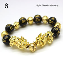 Load image into Gallery viewer, Unisex Obsidian Stone Beads Bracelets Chinese FengShui Pixiu Color Changing Wristband Wealth Good Luck Bracelet Men Women Chain