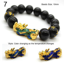 Load image into Gallery viewer, Unisex Obsidian Stone Beads Bracelets Chinese FengShui Pixiu Color Changing Wristband Wealth Good Luck Bracelet Men Women Chain