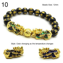 Load image into Gallery viewer, Unisex Obsidian Stone Beads Bracelets Chinese FengShui Pixiu Color Changing Wristband Wealth Good Luck Bracelet Men Women Chain
