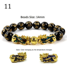Load image into Gallery viewer, Unisex Obsidian Stone Beads Bracelets Chinese FengShui Pixiu Color Changing Wristband Wealth Good Luck Bracelet Men Women Chain