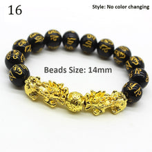 Load image into Gallery viewer, Unisex Obsidian Stone Beads Bracelets Chinese FengShui Pixiu Color Changing Wristband Wealth Good Luck Bracelet Men Women Chain