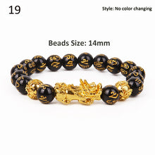 Load image into Gallery viewer, Unisex Obsidian Stone Beads Bracelets Chinese FengShui Pixiu Color Changing Wristband Wealth Good Luck Bracelet Men Women Chain