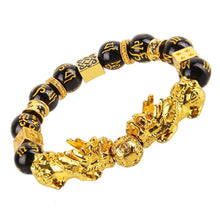 Load image into Gallery viewer, Unisex Obsidian Stone Beads Bracelets Chinese FengShui Pixiu Color Changing Wristband Wealth Good Luck Bracelet Men Women Chain