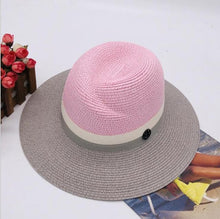 Load image into Gallery viewer, Summer patchwork fedora hats for women paper straw women's hats popular cool nice beautiful high quality paper fedora straw hats