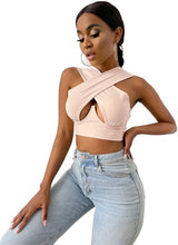 Load image into Gallery viewer, Adogirl Crop Top Cross Hollow Out Wrapped Corset Vest S-3XL Women Sexy Backless Tanks Slim T-shirt Drop Ship Wholesale