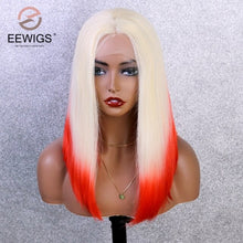 Load image into Gallery viewer, EEWIGS Heat Resistant Blonde Bob Wig Ombre Red Synthetic Lace Front Wig With Natural Hairline Cosplay Short Wigs for Black Women