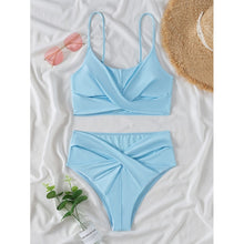 Load image into Gallery viewer, 2021 Neon green swimsuit women Sexy bandeau bikini set High cut swimwear Sport solid swimming suit Sexy bathing suit Beach wear