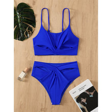 Load image into Gallery viewer, 2021 Neon green swimsuit women Sexy bandeau bikini set High cut swimwear Sport solid swimming suit Sexy bathing suit Beach wear