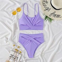 Load image into Gallery viewer, 2021 Neon green swimsuit women Sexy bandeau bikini set High cut swimwear Sport solid swimming suit Sexy bathing suit Beach wear