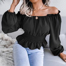 Load image into Gallery viewer, Sexy Women Shirt Blouse Long Sleeve Solid Ruffle Shirt Ladies Tops Blouses Autumn Female Off Shoulder Shirts Casual Lady Top