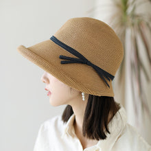 Load image into Gallery viewer, 2021 Summer Fashion Women's Hat Bucket Straw Travel Beach Hats Female Ceremony Belt Raffia Visor Sun Protection Hat