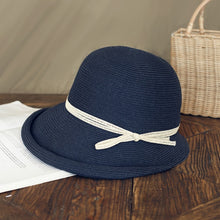 Load image into Gallery viewer, 2021 Summer Fashion Women's Hat Bucket Straw Travel Beach Hats Female Ceremony Belt Raffia Visor Sun Protection Hat