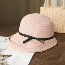Load image into Gallery viewer, 2021 Summer Fashion Women's Hat Bucket Straw Travel Beach Hats Female Ceremony Belt Raffia Visor Sun Protection Hat