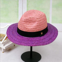 Load image into Gallery viewer, 2021 summer patchwork fedora hats for women paper straw women's hats popular cool nice beautiful high quality paper straw hats