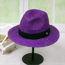 Load image into Gallery viewer, 2021 summer patchwork fedora hats for women paper straw women's hats popular cool nice beautiful high quality paper straw hats