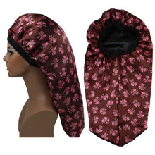 Load image into Gallery viewer, Women Satin Lined Bonnet Beauty Print Satin Silk Bonnet Sleep Night Cap Bonnet Hat Bonnet Satin Cheveux Nuit Bonnets For Women