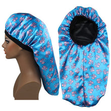 Load image into Gallery viewer, Women Satin Lined Bonnet Beauty Print Satin Silk Bonnet Sleep Night Cap Bonnet Hat Bonnet Satin Cheveux Nuit Bonnets For Women