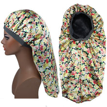 Load image into Gallery viewer, Women Satin Lined Bonnet Beauty Print Satin Silk Bonnet Sleep Night Cap Bonnet Hat Bonnet Satin Cheveux Nuit Bonnets For Women