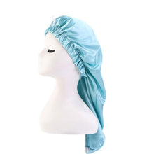 Load image into Gallery viewer, Turban Femme Headscarf Long Tail Chemo Cap Pirate Cap Elastic Braid Hat Buckle Turban Hat Fashion Long Satin Bonnet Women Men