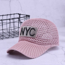 Load image into Gallery viewer, Women's Breathable Baseball cap Summer Hat for Female 2018 Fashion Letter Diamond Hats Visor Women Breathable Mesh Cap