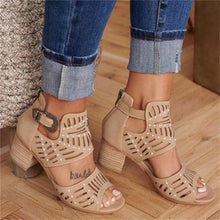 Load image into Gallery viewer, Women Wedge Sandals Mid Heel Summer Slip-on Buckle Ladies Shoes
