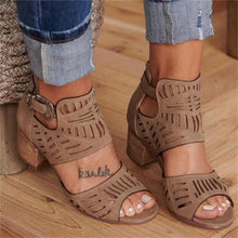 Load image into Gallery viewer, Women Wedge Sandals Mid Heel Summer Slip-on Buckle Ladies Shoes

