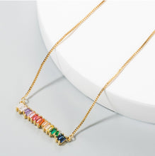 Load image into Gallery viewer, New product accessories fashion copper inlaid color zircon pendant necklace female ins clavicle chain necklace
