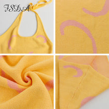 Load image into Gallery viewer, Knitted Bodycon Dress Women Y2K Halter Neck Summer Yellow Sleeveless Midi Backless Party Sexy Dresses
