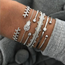 Load image into Gallery viewer, Tocona Bohemian Gold Tassel Bracelets for Women Summer Shell Clear Crystal Stone Pineapple Geometric Heart Bangle Jewelry
